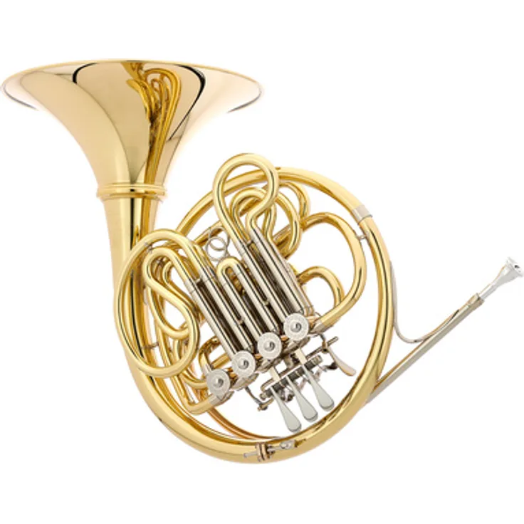 Hans Hoyer 801A-L Double Horn, F/Bb Doppelhorn mit 310 mm Schallstück, Neusilberzügen und gravierten Ventildeckeln, klar lackiert, inkl. Mundstück und Koffer