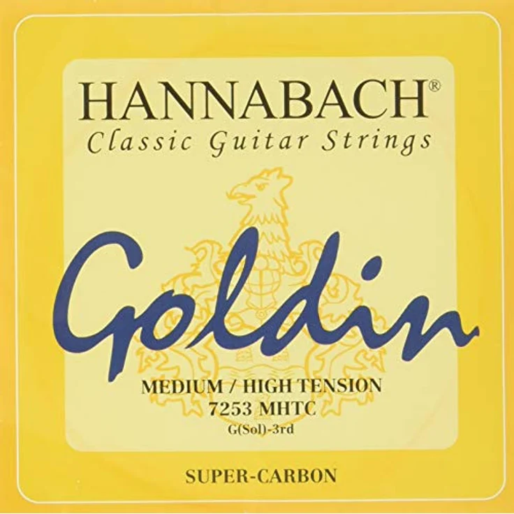 Hannabach Klassikgitarrensaiten Serie 725 MHT, Premium-Saiten aus Goldin Super Carbon, G3, 0,86 mm, made in Germany – Bild 1