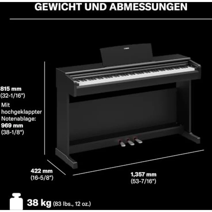 Yamaha YDP-145 B Arius Set, Digital Piano mit Klavierbank und Kopfhörer, schwarz – Bild 6