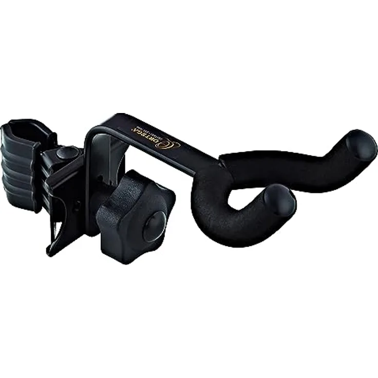Ortega OMUH-BK Ukulele Holder, Halter für Ukulelen und Mandolinen, schwarz, mit starkem Klemmsystem für Stative bis 35mm Durchmesser