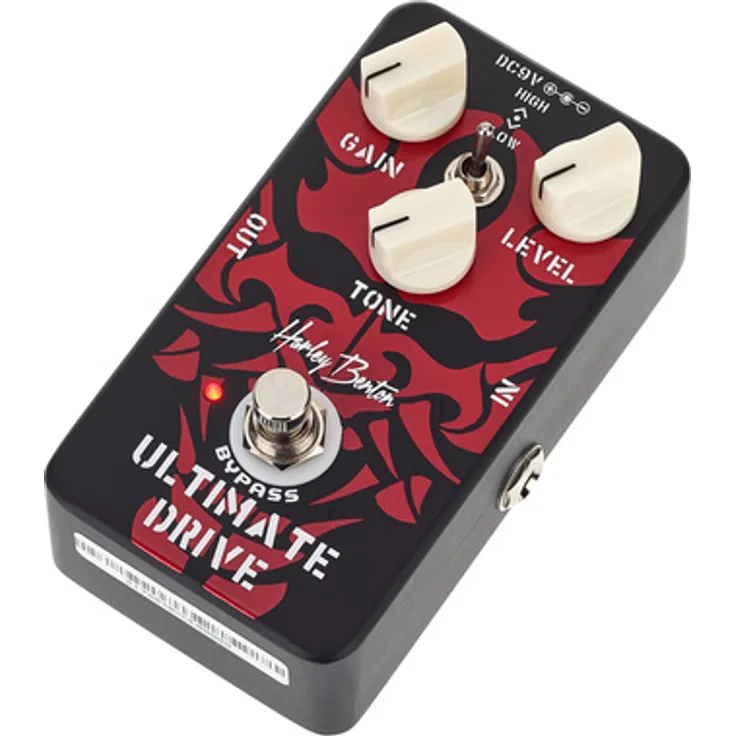 Harley Benton Ultimate Drive, Overdrive-Pedal für E-Gitarre mit True-Bypass, Drive-, Gain-, Tone- und Level-Regler, kompakt, 72 mm × 55 mm × 120 mm