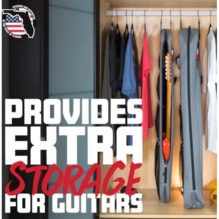Gator GCB-Acoustic, Hängende Schrankhülle für Akustikgitarre, graues strapazierfähiges Polyester mit Belüftungsöffnung und Netztaschen – Bild 2