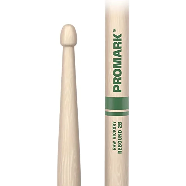 Pro Mark 2B Rebound Raw, Drumsticks aus unlackiertem Hickory Holz mit eichelförmigem Kopf, 15,9 mm Durchmesser, 40,64 cm Länge, Select Balance Serie – Bild 2
