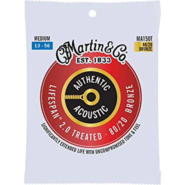 Martin MA150T Akustikgitarrensaiten, Lifespan 2.0 Medium 13-56, 80/20 Bronze mit kraftvollem Klang und hoher Flexibilität – Bild 1