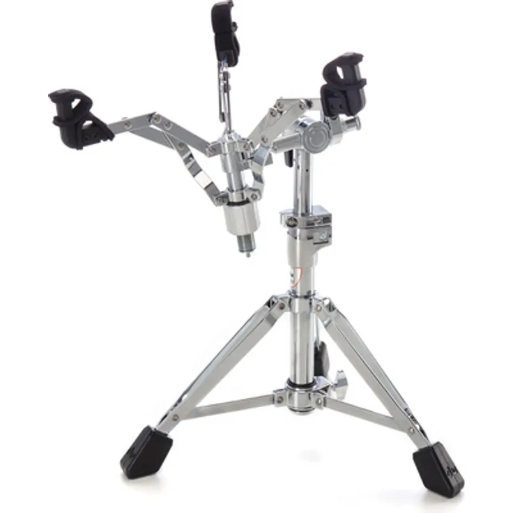 DW 9399 Tom/Snare Stand, doppelstrebiger Snareständer in chrom mit stufenlos neigbarem Snarekorb für freischwingendes Tom Tom