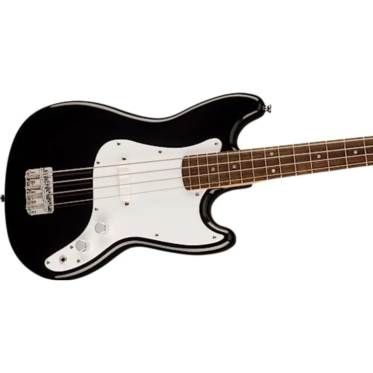 Squier by Fender Sonic Bronco Bass, E-Bass mit Laurel-Griffbrett und weißem Schlagbrett, Schwarz, inklusive kostenloser virtueller Kurse auf Fender Play – Bild 5