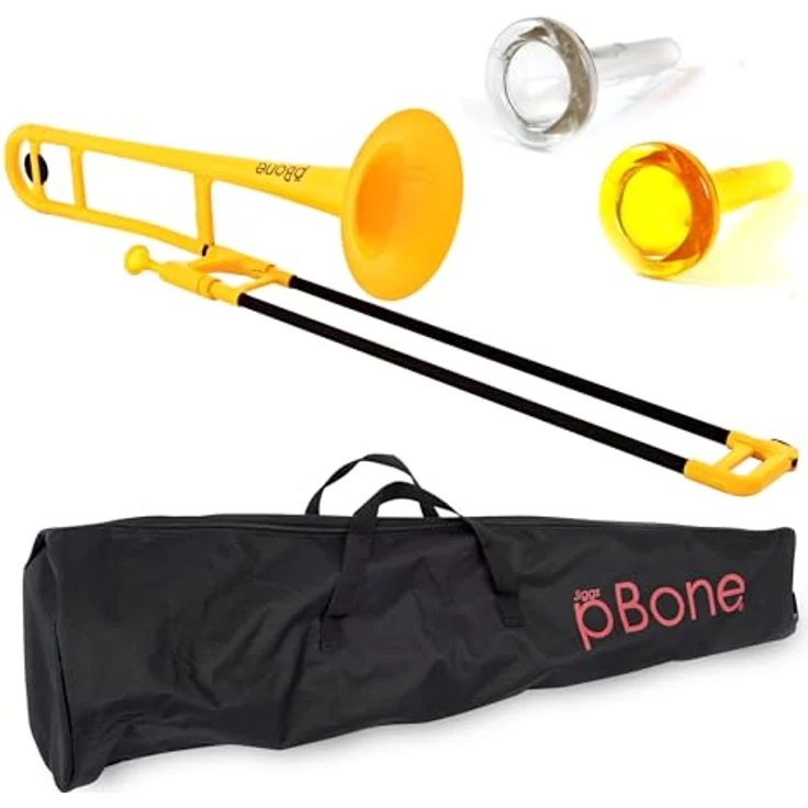 pBone music pBone Yellow, Bb-Tenorposaune aus ABS-Kunststoff, leicht und ergonomisch, inkl. Mundstück und Gig Bag – Bild 1