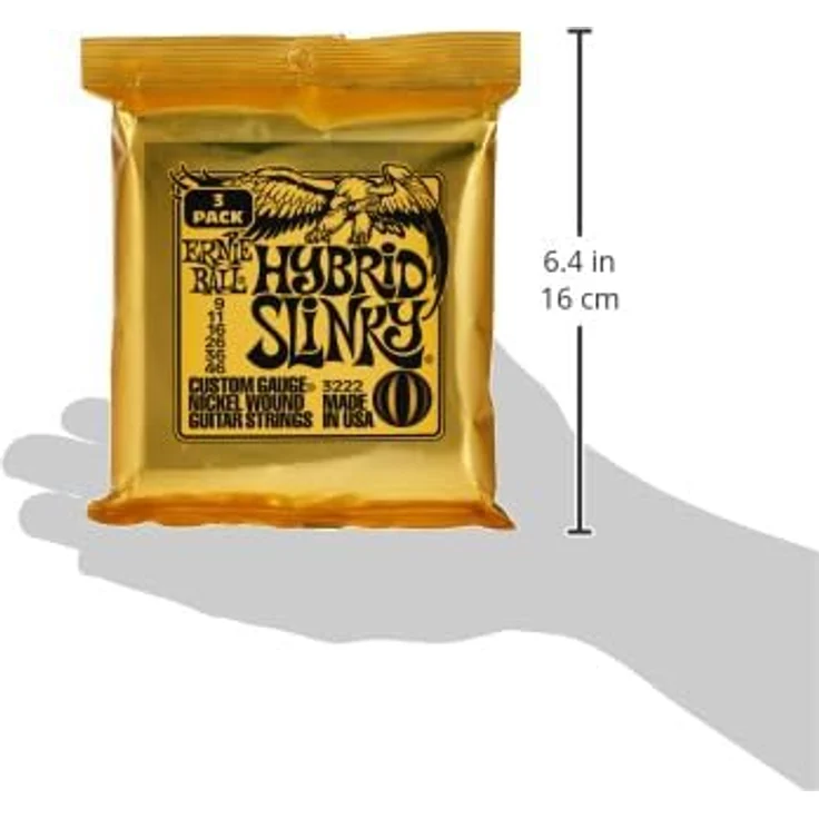 Ernie Ball 3222 3 Pack, Hybrid Slinky Gitarrensaiten, vernickelter Stahl, Stärke: 009-046, made in USA – Bild 3