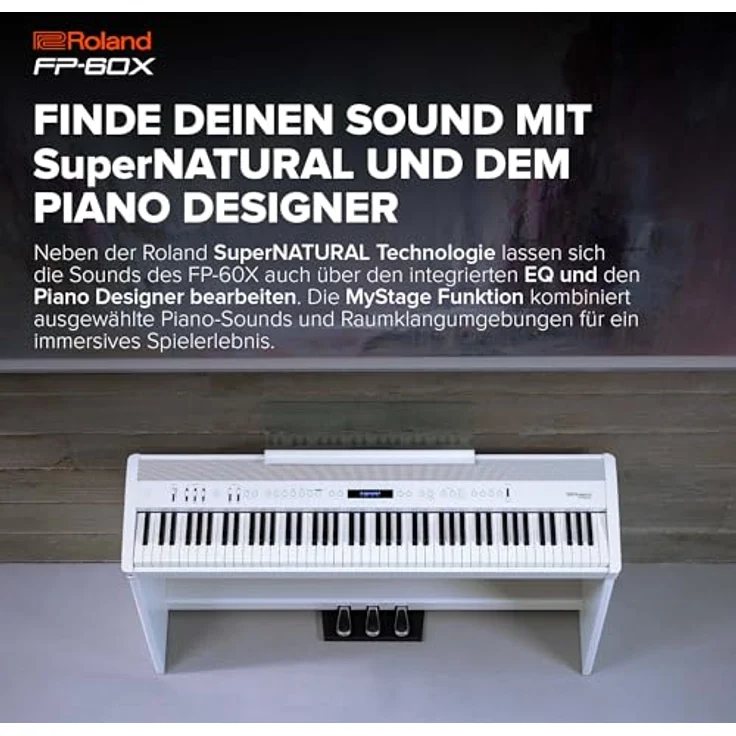 Roland FP-60X WH, Digitalpiano mit 88 Tasten PHA-4 Tastatur, 16 SuperNATURAL Klänge, Bluetooth Audio und MIDI, integriertes Lautsprechersystem, weiß – Bild 3