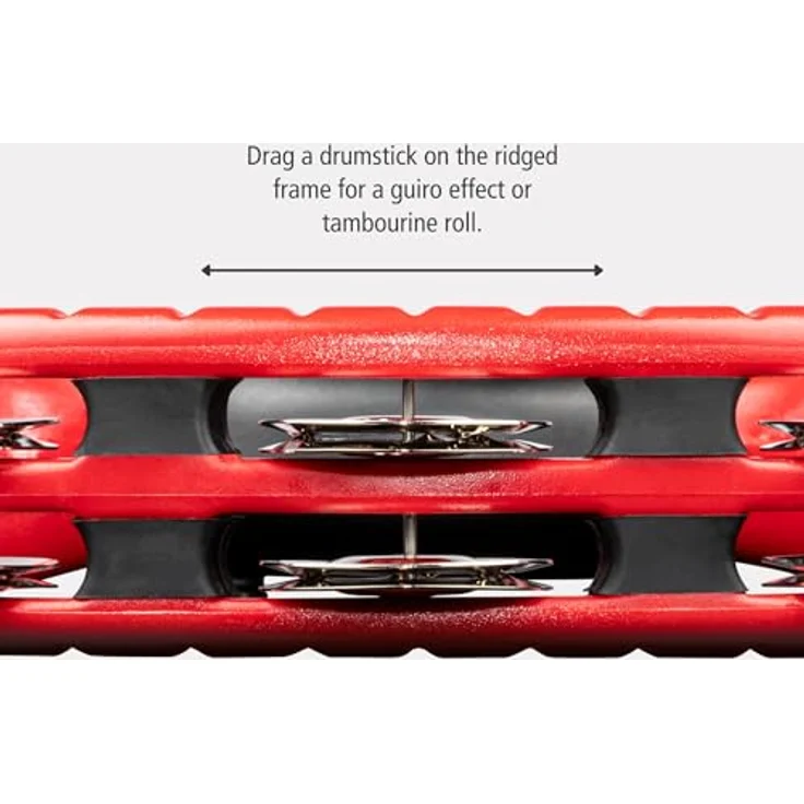 Meinl TMT2R Drummer Tambourine, montierbare Version mit ABS-Kunststoff Rahmen und 14 Paar Stahlschellen, rot – Bild 4