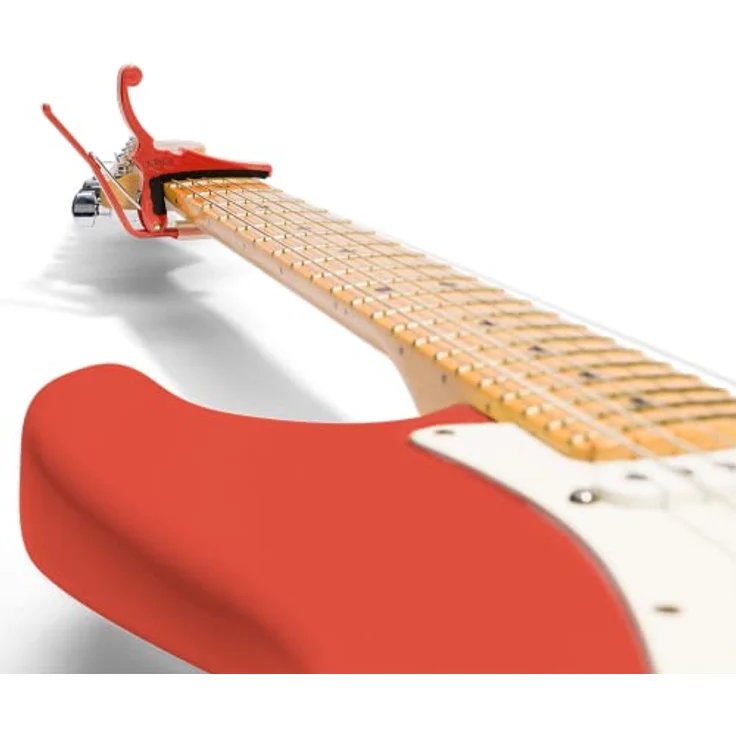 Kyser Fender Quick-Change FR, Kapodaster für E-Gitarren, in Fiesta Red, Vintage-Finish, einhändig bedienbar – Bild 3