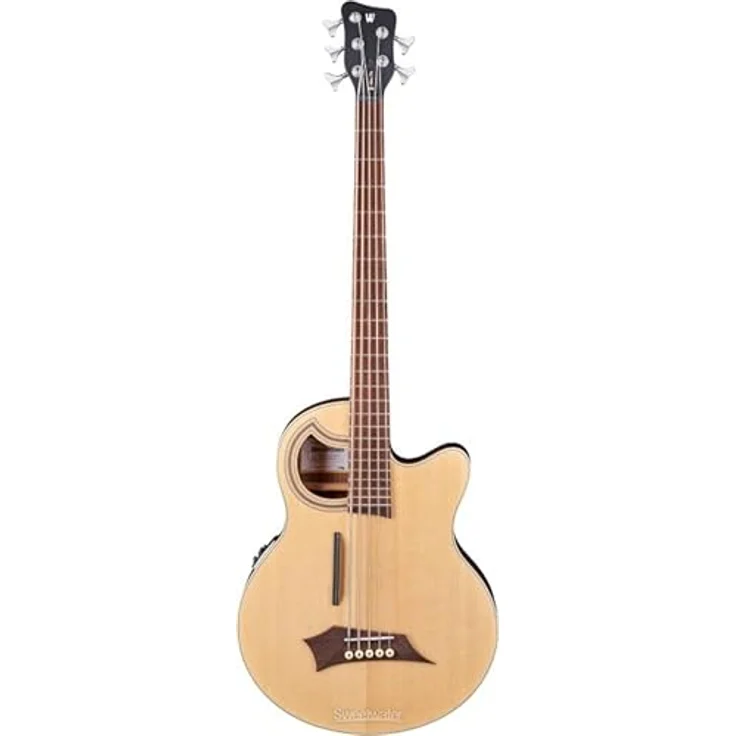 Warwick Alien Deluxe 5 Hybrid Thinline, 5-Saiter Akustikbass mit Sitka Fichten Decke, Shadow Nanomagnetic und Piezo Tonabnehmer, Natural Transparent Satin Finish – Bild 5