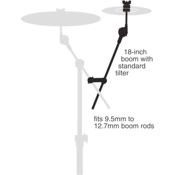 Gibraltar Long Cymbal Boom Ratchet Assembly, 18" Arm mit Standard-Schrägsteller für Galgenarm, 9,5 mm bis 12,7 mm Durchmesser – Bild 2