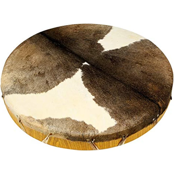 Terre Shaman Drum Goat Skin 40cm, runde Schamanentrommel aus Ziegenhaut mit Mahagoni-Rahmen, dunkler Klang, inklusive Schlägel – Bild 2