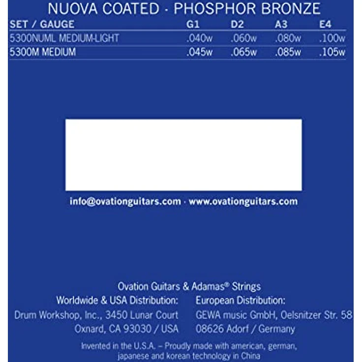 Adamas 5300NU-M, Akustik Bassgitarren Saitensatz, beschichtet, Medium-Light .045w .065w .085w .105w, Phosphor Bronze – Bild 2
