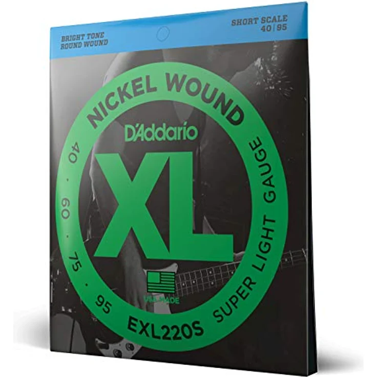D'Addario EXL220S Nickelumwickelte Bassgitarrensaiten, Super Light, 40-95, Short Scale, ideal für E-Bässe und verschiedene Musikstile – Bild 1