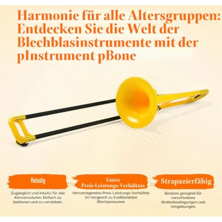 pBone music pBone Yellow, Bb-Tenorposaune aus ABS-Kunststoff, leicht und ergonomisch, inkl. Mundstück und Gig Bag – Bild 2