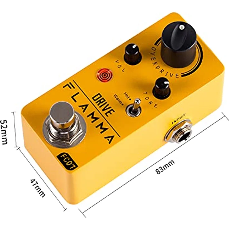 Flamma FC07 Overdrive, Overdrive-Pedal mit TS-Style-Sound, 2 Arbeitsmodi: Warm und Hot, 9V Stromverbrauch – Bild 7
