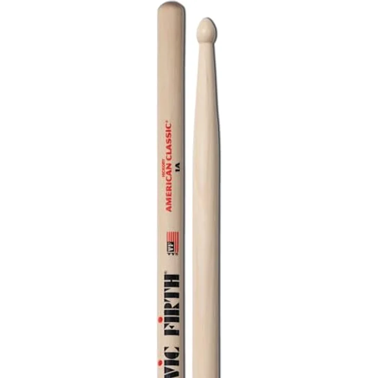 Vic Firth 1A American Classic Hickory, Drumsticks mit medium-tränchenförmigem Holz Kopf, 427mm lang, 14,7mm Durchmesser – Bild 1