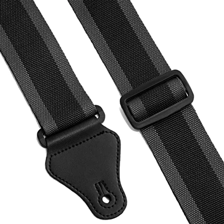 TIGER STP2-GY Nylon Gitarrengurt, verstellbar von 91cm bis 150cm, grau, geeignet für akustische, klassische, elektrische und Bassgitarren – Bild 2