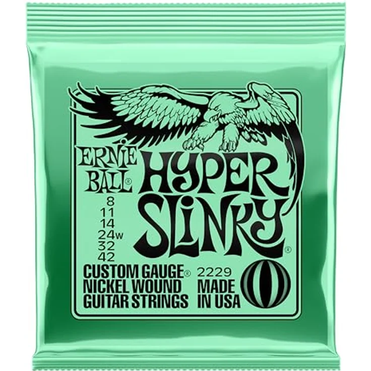 Ernie Ball Hyper Slinky Nickel Wound E-Gitarrensaiten, Stärke 8-42, heller und ausgewogener Klang – Bild 1