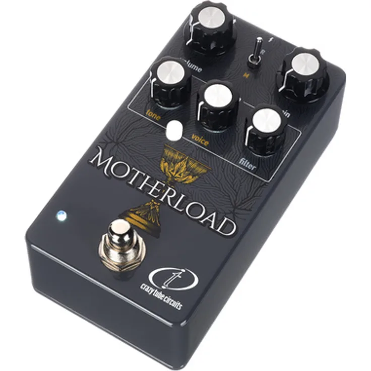 Crazy Tube Circuits Motherload, Overdrive-Pedal mit Big Muff und Rat Distortion/Fuzz, dunkelgrau mit goldener Grafik