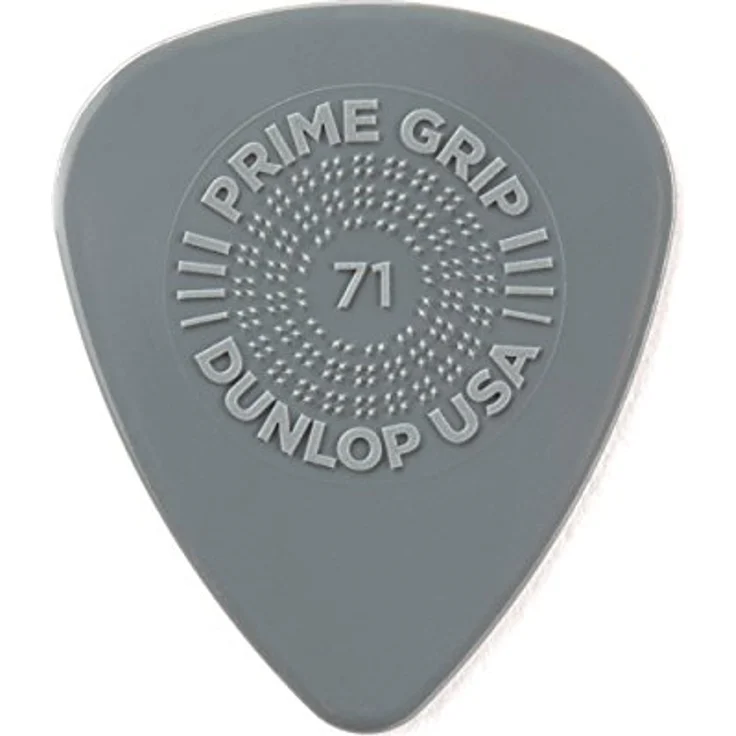 Dunlop Prime Grip Delrin 500 0.71, Plektrumset mit 12 Stück, grau, 0,71 mm Stärke, Standard Form, Low-Profile Grip – Bild 1
