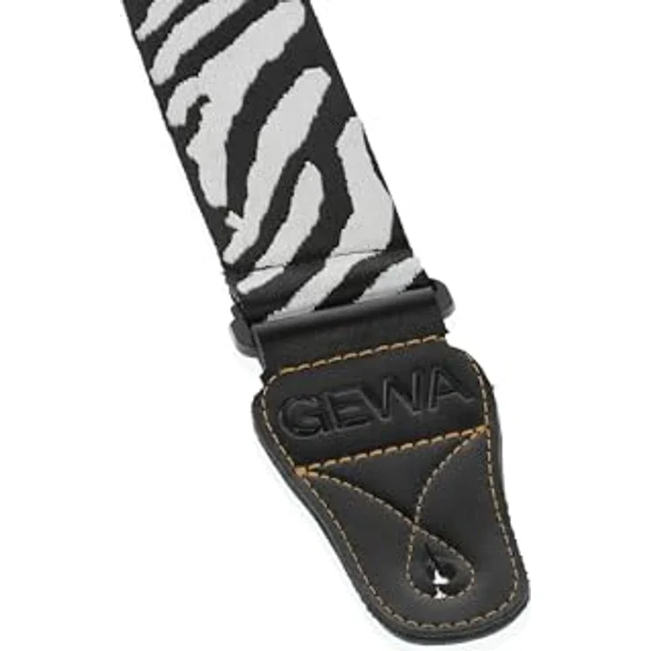 Gewa Guitar Strap Animal Edition Zebra, Gitarrengurt aus Nylon, verstellbar von 89 bis 147 cm, mit speziellen Lederenden und Zebra-Design – Bild 3