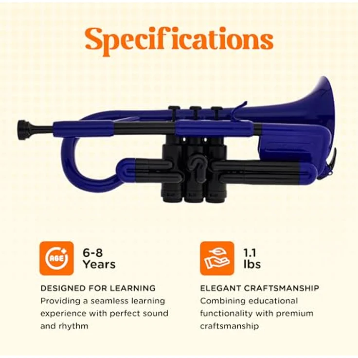 pBone music pCornet Blue, Bb-Kornett aus ABS-Kunststoff, leicht und robust mit abnehmbaren Ventilzügen, blau – Bild 5