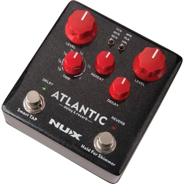 Nux Atlantic Delay & Reverb, Effektpedal mit 3 Delay- und 3 Reverb-Modi, USB-Port für Firmware-Updates, schwarz – Bild 2