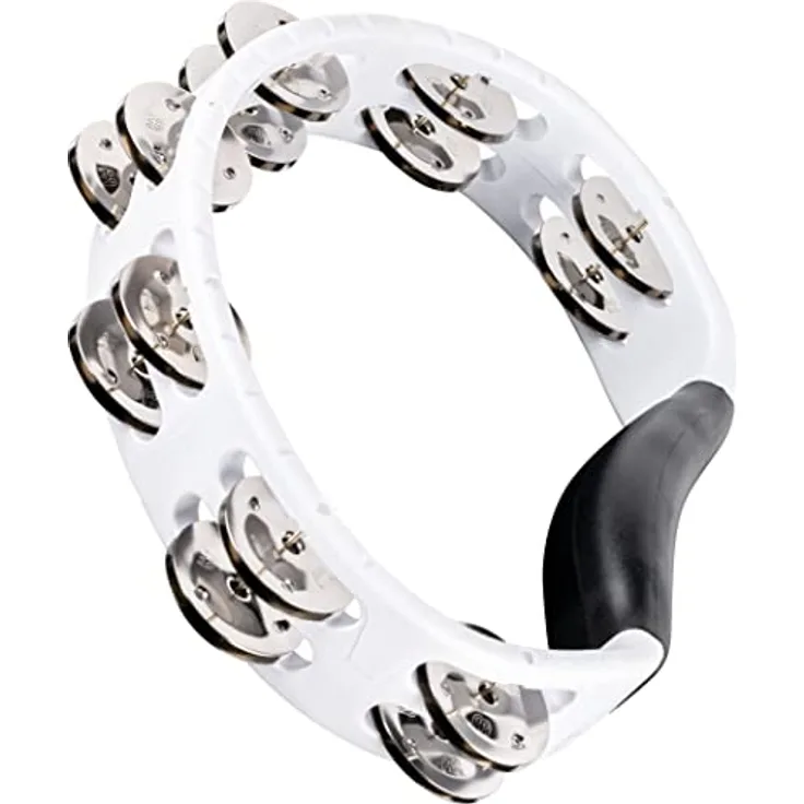Meinl HTMT1WH Headliner Tambourine, weiß, ABS-Kunststoffrahmen, 14 Paar Stahlschellen, doppelreihig, ergonomischer Griff, heller Sound