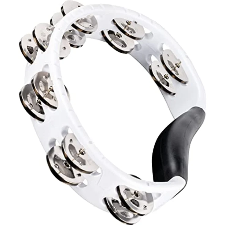 Meinl HTMT1WH Headliner Tambourine, weiß, ABS-Kunststoffrahmen, 14 Paar Stahlschellen, doppelreihig, ergonomischer Griff, heller Sound – Bild 1