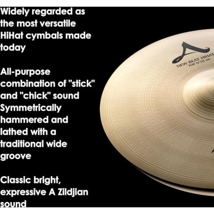 Zildjian 13" A-Series New Beat Hi-Hat, Schlagzeugbecken mit abgerundetem Sound und optimaler Stockverarbeitung – Bild 4