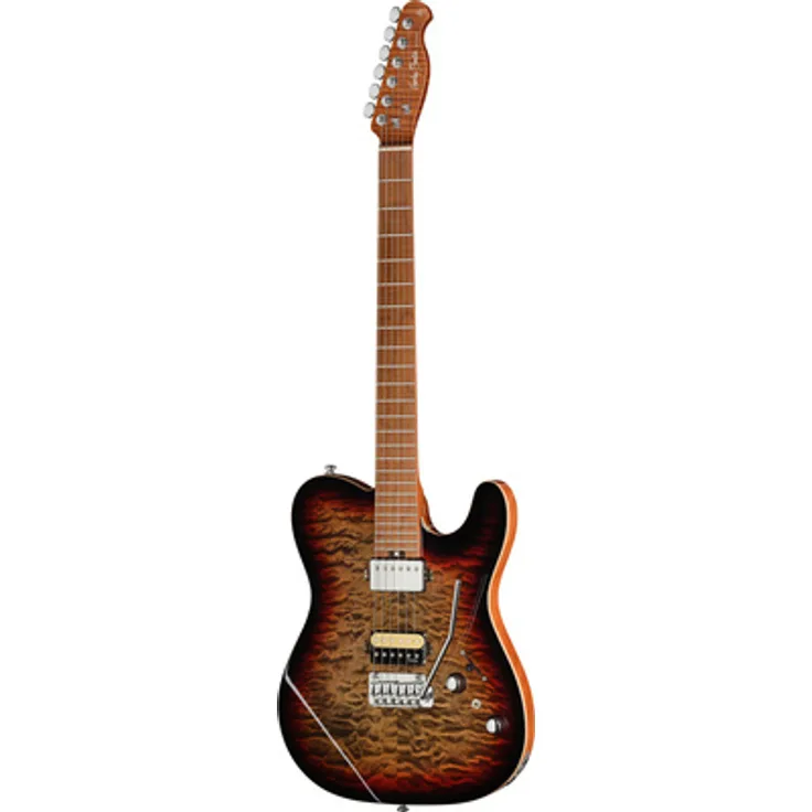 Harley Benton Fusion-T II HH MN QDG, E-Gitarre mit gewölkter Ahorn-Decke, Nyatoh-Korpus, Alnico Humbuckern und Quilt Dusk Glow Finish