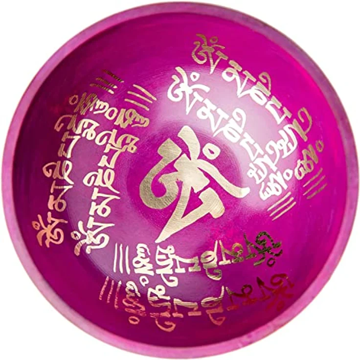 HIMALAYAN BAZAAR Tibetisches Klangschalen-Set, handgefertigte 7,6 cm Klangschale für Meditation und Achtsamkeit, inkl. Seidenkissen, Schlägel und Tasche, Orchidee – Bild 4