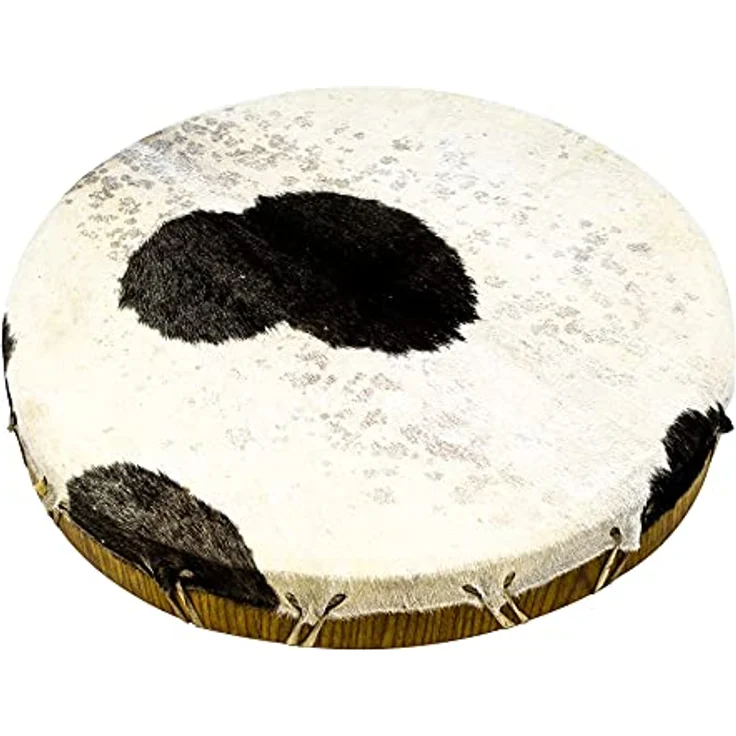 Terre Shaman Drum Goat Skin 40cm, runde Schamanentrommel aus Ziegenhaut mit Mahagoni-Rahmen, dunkler Klang, inklusive Schlägel – Bild 3