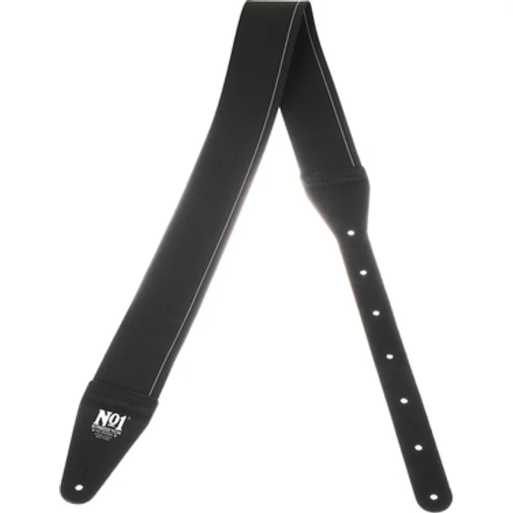 Nobels No1 Stretch Strap M BK, Gitarrengurt aus elastischem Material, verstellbar von 89 cm bis 118 cm, schwarze Lederenden, ideal für Kinder und zur Gewichtsverteilung