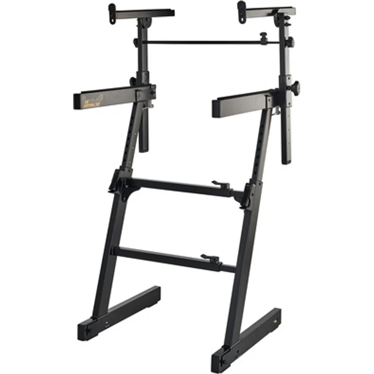 Hercules Stands KS410B Keyboard Stand für 2 Keyboards, Z-Form, höhenverstellbar von 605 bis 930 mm, max. Belastung 130 kg