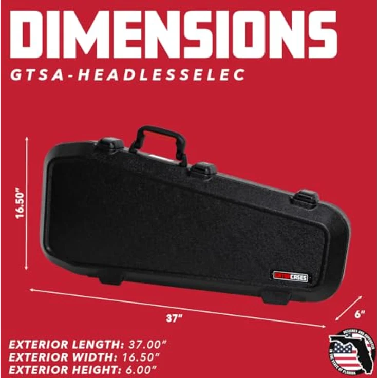 Gator TSA Headless Electric Guitar Case, anpassbares EPS-Interieur, ATA-geformtes Polyethylen, schwarz – Bild 7