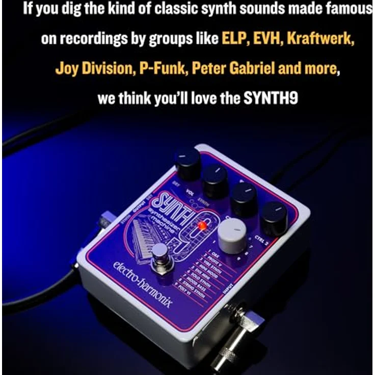 Electro Harmonix Synth9 Synthesizer Machine, Gitarren Effekt Pedal mit 9 Vintage Synth Klängen, inkl. EHX 9.6VDC-200mA Netzteil – Bild 6
