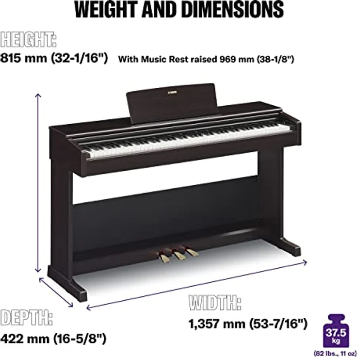 Yamaha ARIUS YDP-105 Digital Piano, schwarz – 88-Tasten E-Piano mit GHS Tastatur und Dämpferpedalen für authentisches Klangerlebnis – Bild 3