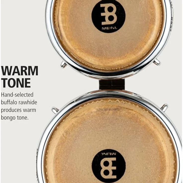 Meinl FWB100SNT-M Mini Bongo Set, 3 1/2" und 4 1/4", Holz mit Handselektierten Büffelfellen, Super Natural Finish, inkl. Stimmschlüssel – Bild 5