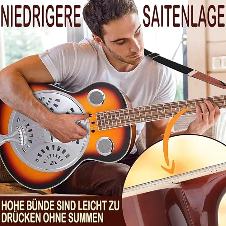 Pyle Resonator Akustik Westerngitarre – 4/4 Größe in Kirschrot mit integriertem Verstärker und Zubehörset – Bild 3