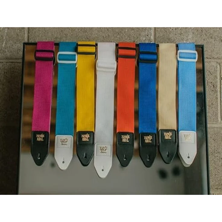 Ernie Ball 4044 Poly Strap Rainbow, Gitarrengurt aus Polypropylen, Länge 104-182 cm, Breite 5 cm, Lederenden schwarz mit Goldlogo – Bild 4
