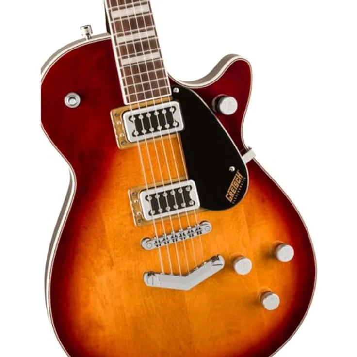 Gretsch G5220 EMTC Jet SWT TEA, E-Gitarre mit Mahagoni-Korpus, Ahorn-Decke, 2x Black Top Broad’Tron Tonabnehmer, Sweet Tea – Bild 4