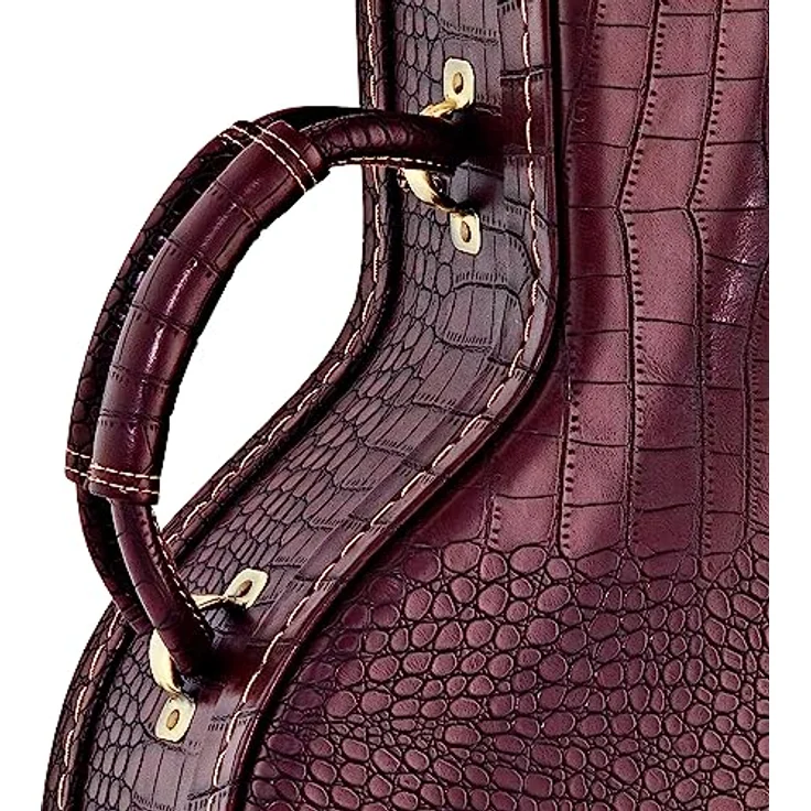 Ortega Classic Case OCCPRO, Gitarrenkoffer für klassik Gitarre, 15mm Samt Polsterung, braunes Croco Design, integriertes Hygrometer, Vintage Hardware mit Zahlenschloss – Bild 2