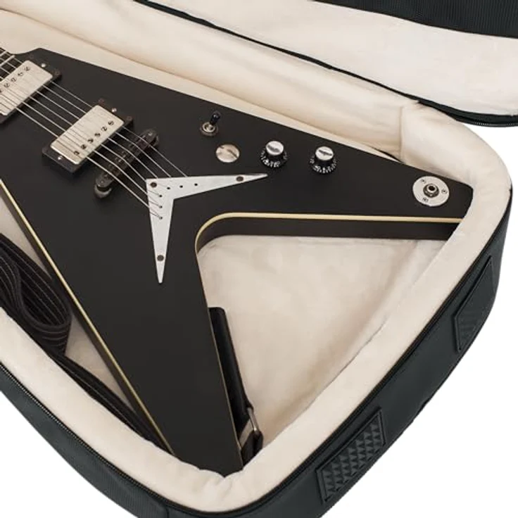 Gator G-PG-Semi-hollow / V Bag, Gigbag für Semi Hollow / V-Style E-Gitarre, Schwarz, inklusive Regenhülle, Micro-Fleece Innenausstattung, 25 mm Polsterung und große Außentasche mit Kabelmanagement – Bild 14