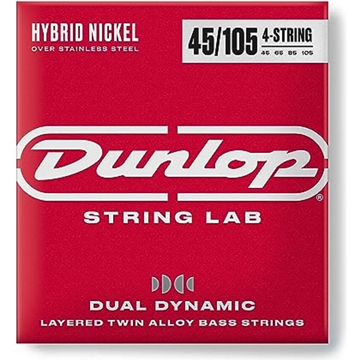 Dunlop Dual Dynamic 4-String E-Bass Saitensatz, Long Scale (45-105), Nickel & Stahl Hybrid, präzisionsgefertigt in USA – Bild 1