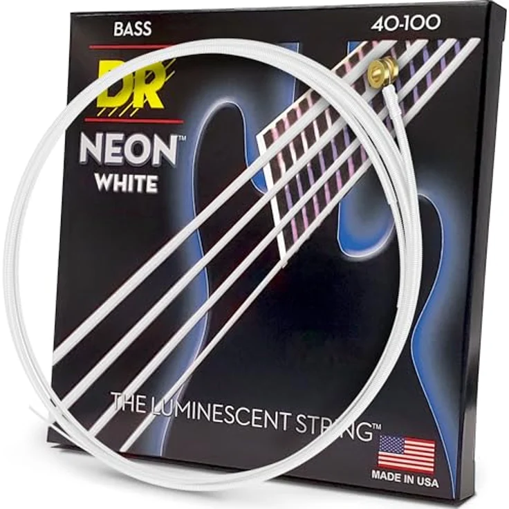 DR Strings NEON NWB-40 HiDef Bass Saite, weiß mit NEON K3-Beschichtung für Volumen, Klarheit und Haltbarkeit – Bild 1