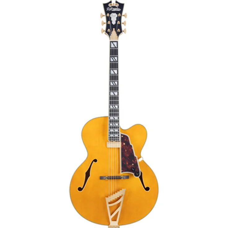 DAngelico Excel EXL1 Amber, Hollow Body E-Gitarre mit Seymour Duncan Johnny Smith Mini Humbucker, Ebenholzgriffbrett, 648 mm Mensur, amber